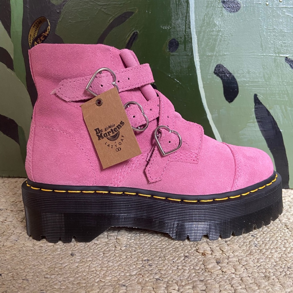 Dr Martens x lazy oaf pink heart buckle boot